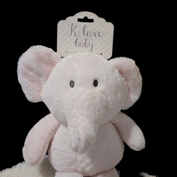 Kelly Toy K Luxe Baby Plush Cuddle Pink Elephant Crinkle Rattle 12" Toy - Picture 2 of 5